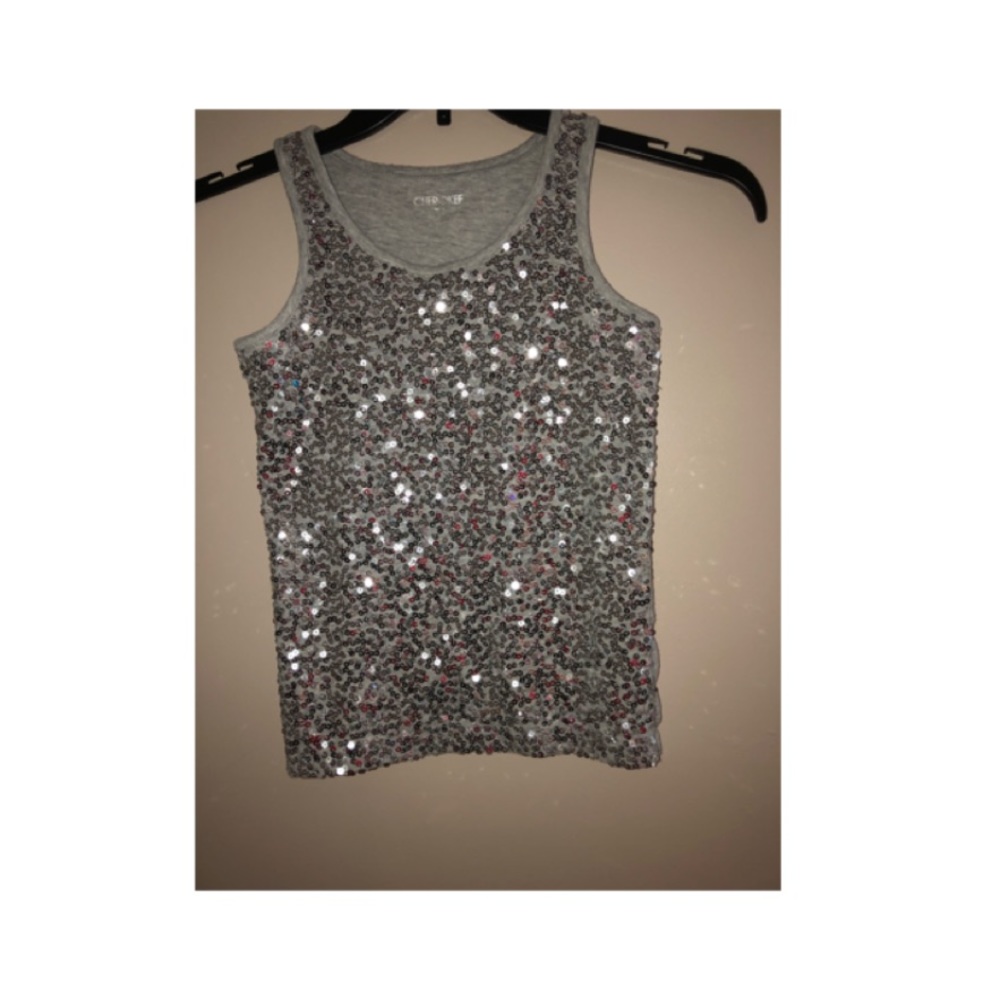 Cherokee silver sequence  tank top